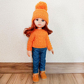Апельсинчик - комплект для Paola Reina (шапка и свитер), 32 см
